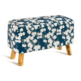 Banc tissu imprimé bleu et fleurs blanches - Bibop et Lula