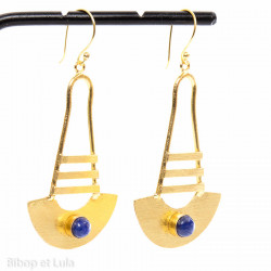 Boucles d'oreilles laiton lapis lazuli - Bibop et Lula