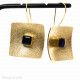 Boucles d'oreilles laiton carrées Onyx - Bibop et Lula