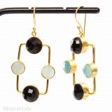 Boucles d'oreilles laiton noire et vert d'eau - Bibop et Lula