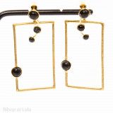 Boucles d'oreilles, clous laiton rectangle noir - Bibop et Lula