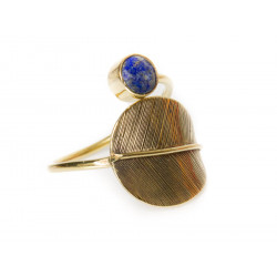 Bague laiton réglable feuille Lapis lazuli - Bibop et Lula