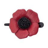 Barrette cuir en forme de coquelicot rouge - Bibop et Lula