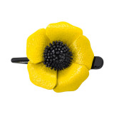 Barrette cuir Coquelicot jaune - Bibop et Lula