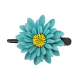 Barrette cuir Dahlia bleu - Bibop et Lula