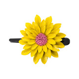 Barrette cuir Dahlia jaune - Bibop et Lula