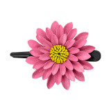 Barrette cuir Dahlia rose - Bibop et Lula