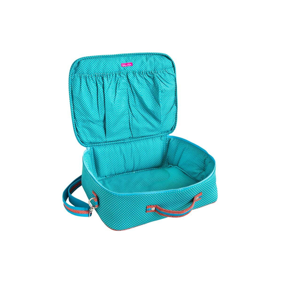 Valise originale de voyage bébé, enfant turquoise motif pois, animaux