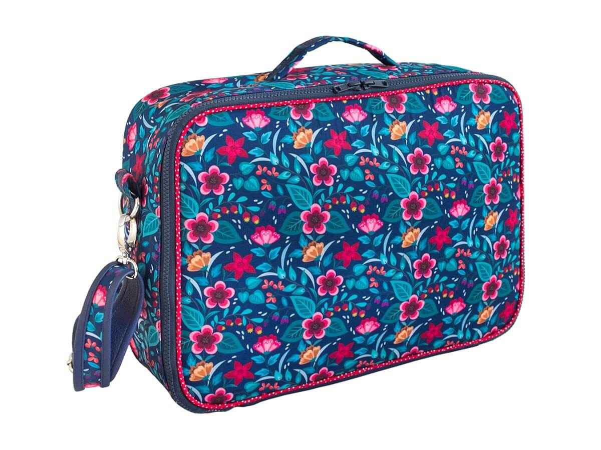 Valise originale de voyage bébé, enfant bleu motif fleuri et sirène