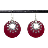 Boucles d'oreilles fleuries rondes Corail rouge - Bibop et Lula