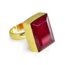 Bague laiton hydro rouge rectangle - Bibop et Lula