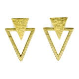 Boucles d'oreilles clous laiton triangle double - Bibop et Lula