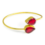 Bracelet jonc laiton verre hydro rouge - Bibop et Lula