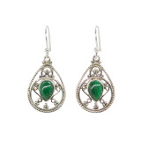 Boucles d'oreilles argent Entrelacs Malachite - Bibop et Lula