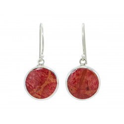 Boucles d'oreilles argent Disques Corail Rouge - Bibop et Lula