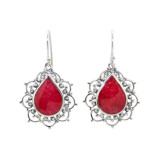 Boucles d'oreilles argent Flower Corail Rouge - Bibop et Lula