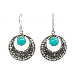 Boucles d'oreilles argent Moon Turquoises - Bibop et Lula