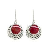 Boucles d'oreilles argent Pastilles Corail Rouge - Bibop et Lula