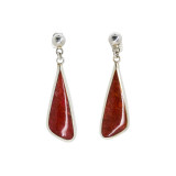 Boucles d'oreilles clous argent Larmes Corail Rouge - Bibop et Lula