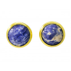 Boucles d'oreilles clous laiton Lapis Lazuli - Bibop et Lula