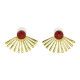 Boucles d'oreilles clous laiton Papyrus hydro rouge - Bibop et Lula