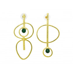 Boucles d'oreilles pendantes clous laiton Déstructurées Malachite - Bibop et Lula