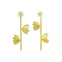 Boucles d'oreilles pendantes clous laiton Lotus - Bibop et Lula