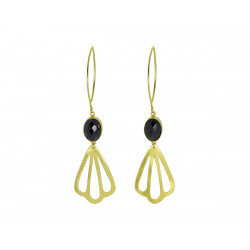 Boucles d'oreilles pendantes laiton Fish Onyx - Bibop et Lula