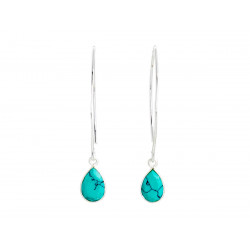 Boucles d'oreilles pendantes argent Gouttes Turquoises facettées - Bibop et Lula