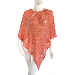 Poncho en laine ajourée Orange abricot - Bibop et Lula