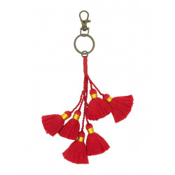 Porte-clé mini pompons rouge - Bibop et Lula