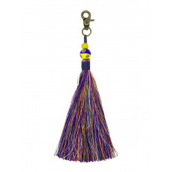 Porte-clé pompon violet jaune - Bibop et Lula