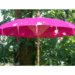 Parasol balinais rose, toile en coton et diamètre de 190cm. - Bibop et Lula