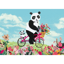 Carte Postale Pandas en bicyclette - Bibop et Lula