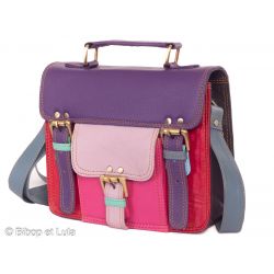 Sac en cuir recyclé Petit cartable Violet - Bibop et Lula