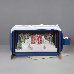 3D Pop Up Carte Postale "Maison sous la neige" - Bibop et Lula