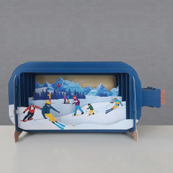 3D Pop Up Carte Postale "Ski " - Bibop et Lula