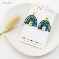 MADDIE boucles d'oreilles "Leaf pétrol" - Bibop et Lula