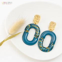 ABBY boucles d'oreilles "Leaf pétrol" - Bibop et Lula