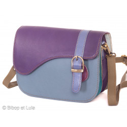 Sac en cuir recyclé violet et bleu - Bibop et Lula