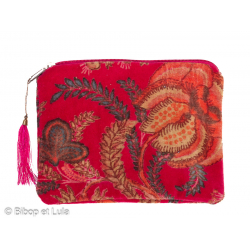 Pochette plate velours Cali rose - Bibop et Lula