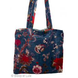 Sac cabas velours Reva bleu - Bibop et Lula