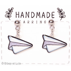 Boucles d'oreilles clous, Avion origami - Bibop et Lula