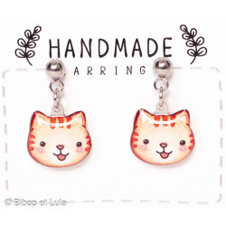 Boucles d'oreilles clous, Happy Cat - Bibop et Lula