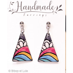 Boucles d'oreilles clous pendantes, Arc en ciel - Bibop et Lula