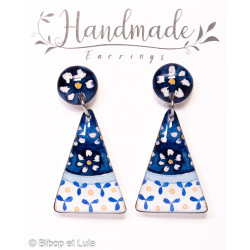 Boucles d'oreilles clous pendantes, Azulejos - Bibop et Lula