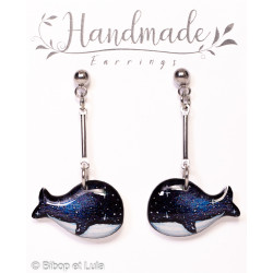 Boucles d'oreilles clous pendantes , Baleines - Bibop et Lula