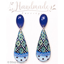 Boucles d'oreilles clous pendantes , Blue drop - Bibop et Lula