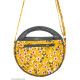 Sac à main femme rond tissu jaune moutarde et fleurs - Bibop et Lula