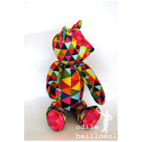 Kit ours articulé à coudre triangles multicolores - Bibop et Lula